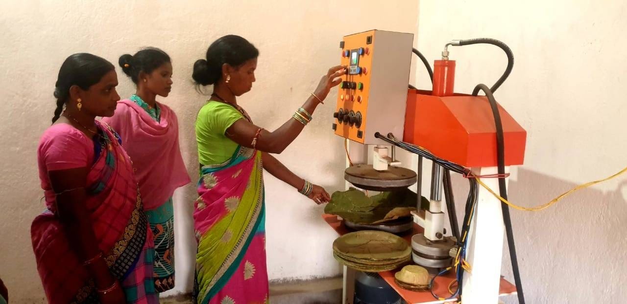 Leaflet pressing Machine installed by Vasundhara at Deogarh.
